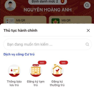 Hướng dẫn đăng ký thường trú, tạm trú trên ứng dụng VNeID